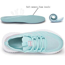 Load image into Gallery viewer, Akk Womens Athletic Walking Shoes - Memory Foam Lightweight Tennis Sports Shoes Gym Jogging Slip On Running Sneakers Blue-Pink Size 9.5
