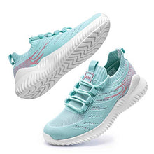 Load image into Gallery viewer, Akk Womens Athletic Walking Shoes - Memory Foam Lightweight Tennis Sports Shoes Gym Jogging Slip On Running Sneakers Blue-Pink Size 9.5
