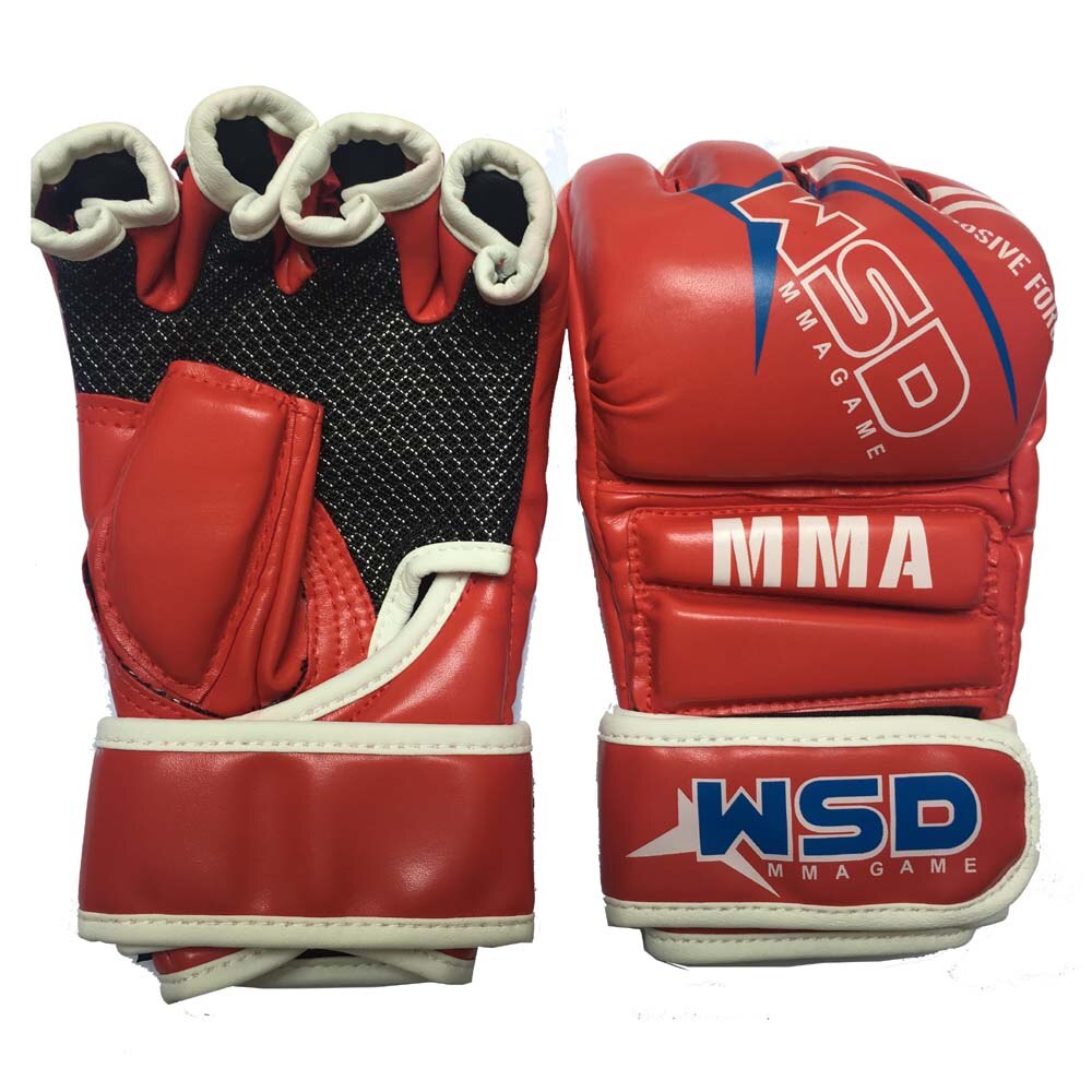 Adult Open Mesh Padded Fingers Muay Thai Boxing Gloves Martial Arts Boxing Training Gloves