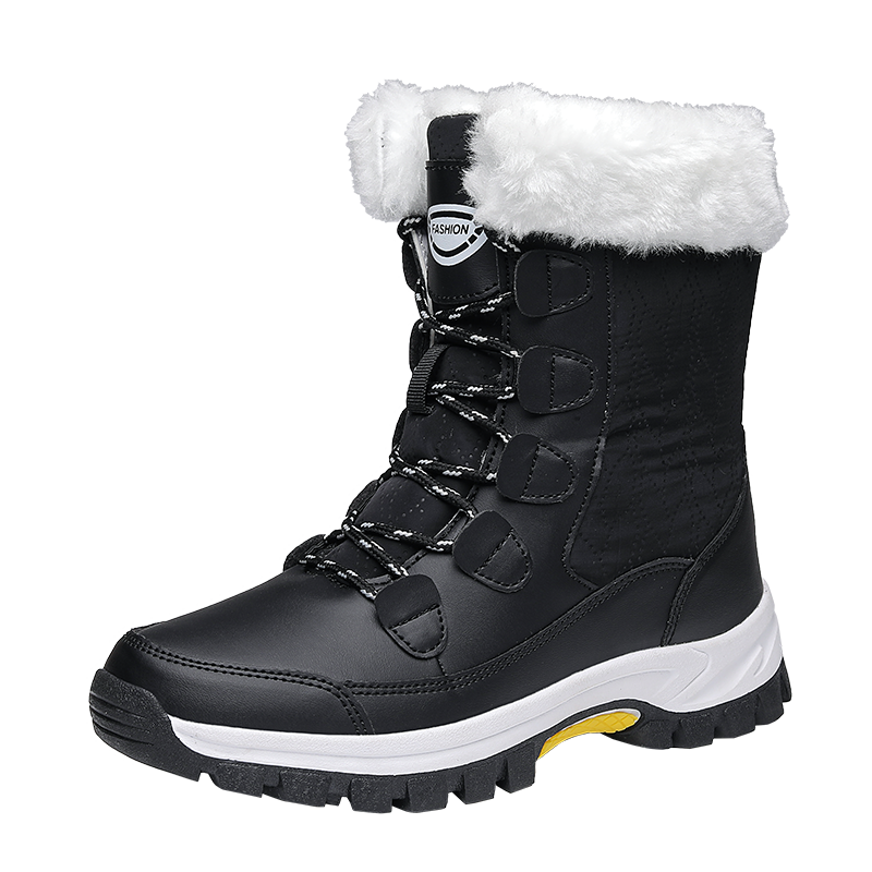 Women's fur boots designed for snow and winter high quality luxury lace boots
